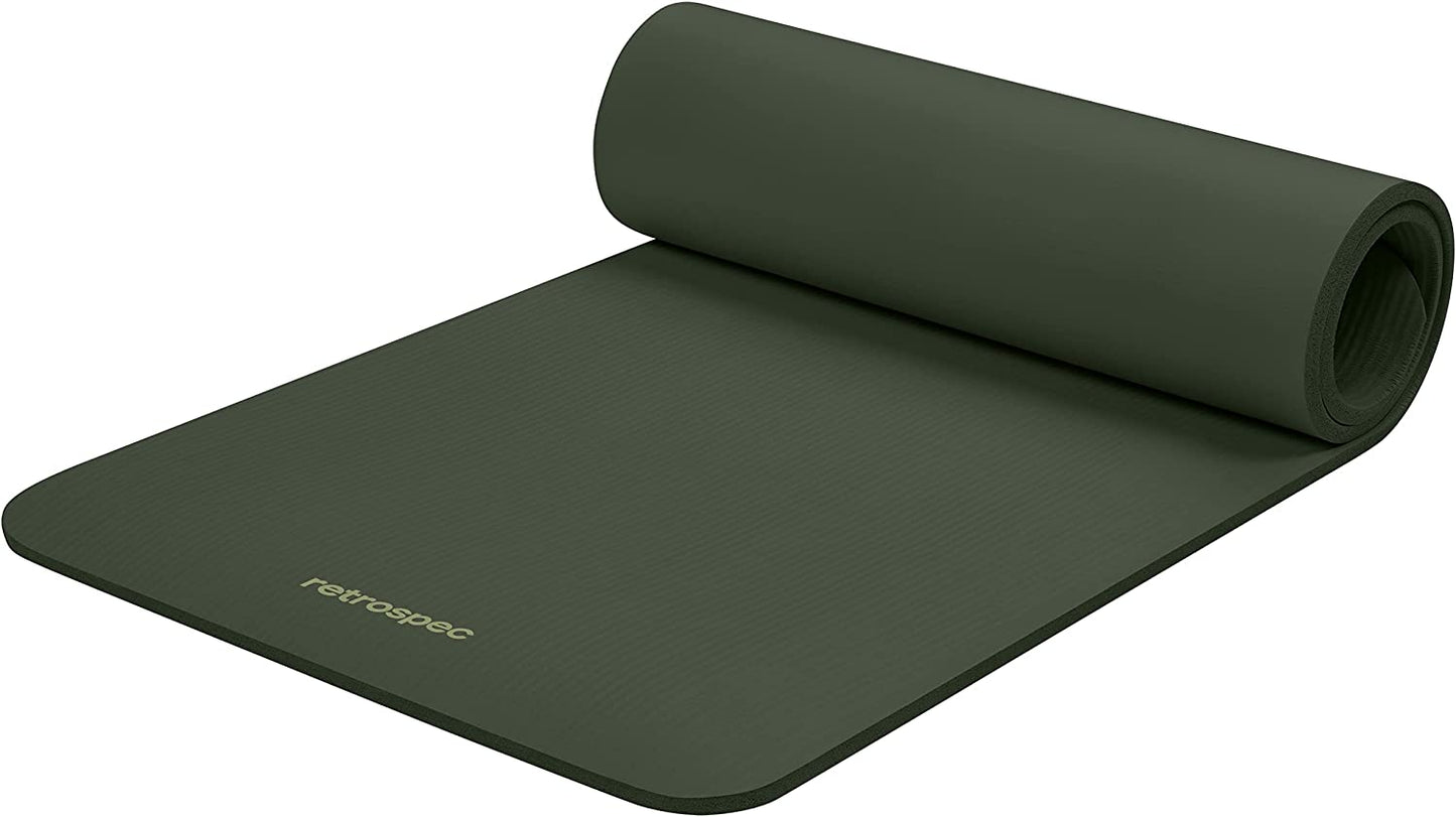 Solana 1/2" Thick Non-Slip Yoga Mat with Nylon Strap for Men and Women - Ideal for Yoga, Pilates, Stretching, and Fitness Workouts.