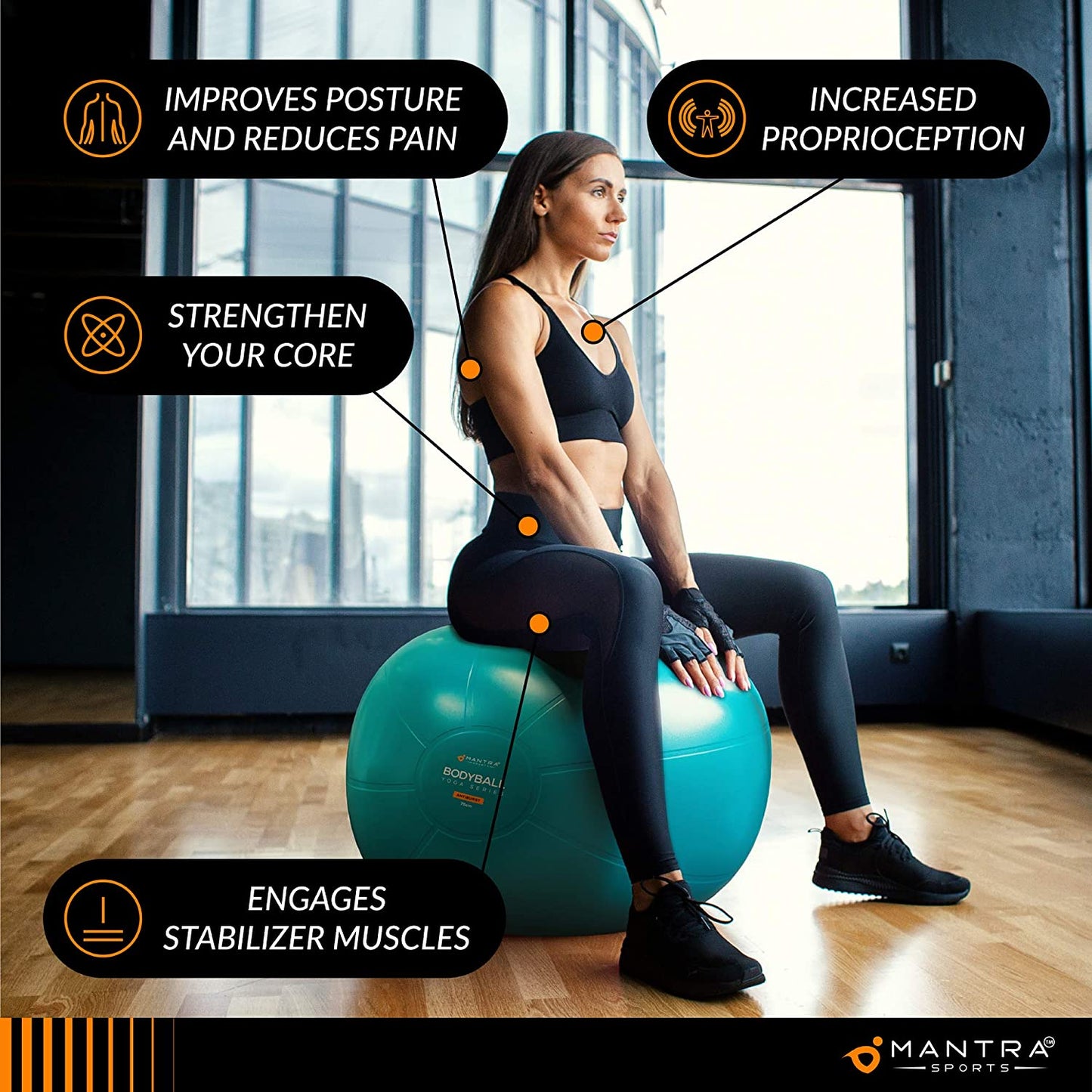 Exercise Ball Yoga Ball Chair for Fitness, Stability, Pilates, Pregnancy, Birthing, Therapy or Workout - 55Cm / 65Cm / 75Cm Extra Thick, Anti-Burst & Non-Slip, Gym Quality Balance Ball - Pump & Guide.