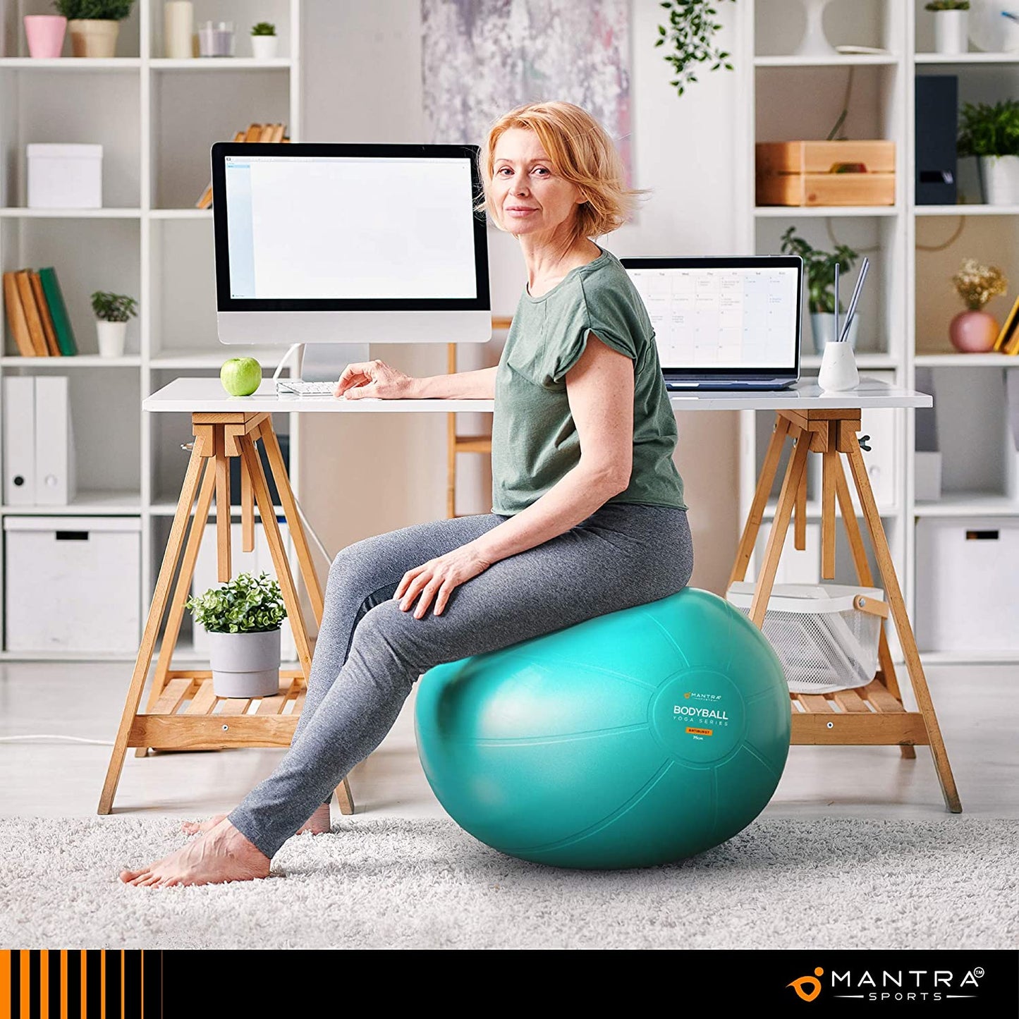 Exercise Ball Yoga Ball Chair for Fitness, Stability, Pilates, Pregnancy, Birthing, Therapy or Workout - 55Cm / 65Cm / 75Cm Extra Thick, Anti-Burst & Non-Slip, Gym Quality Balance Ball - Pump & Guide.