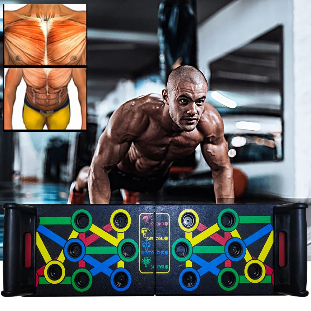 14 in 1 Push-Up Rack Board Push-Up Stand Training Workout Gym Equipment for ABS Abdominal Muscle Building.