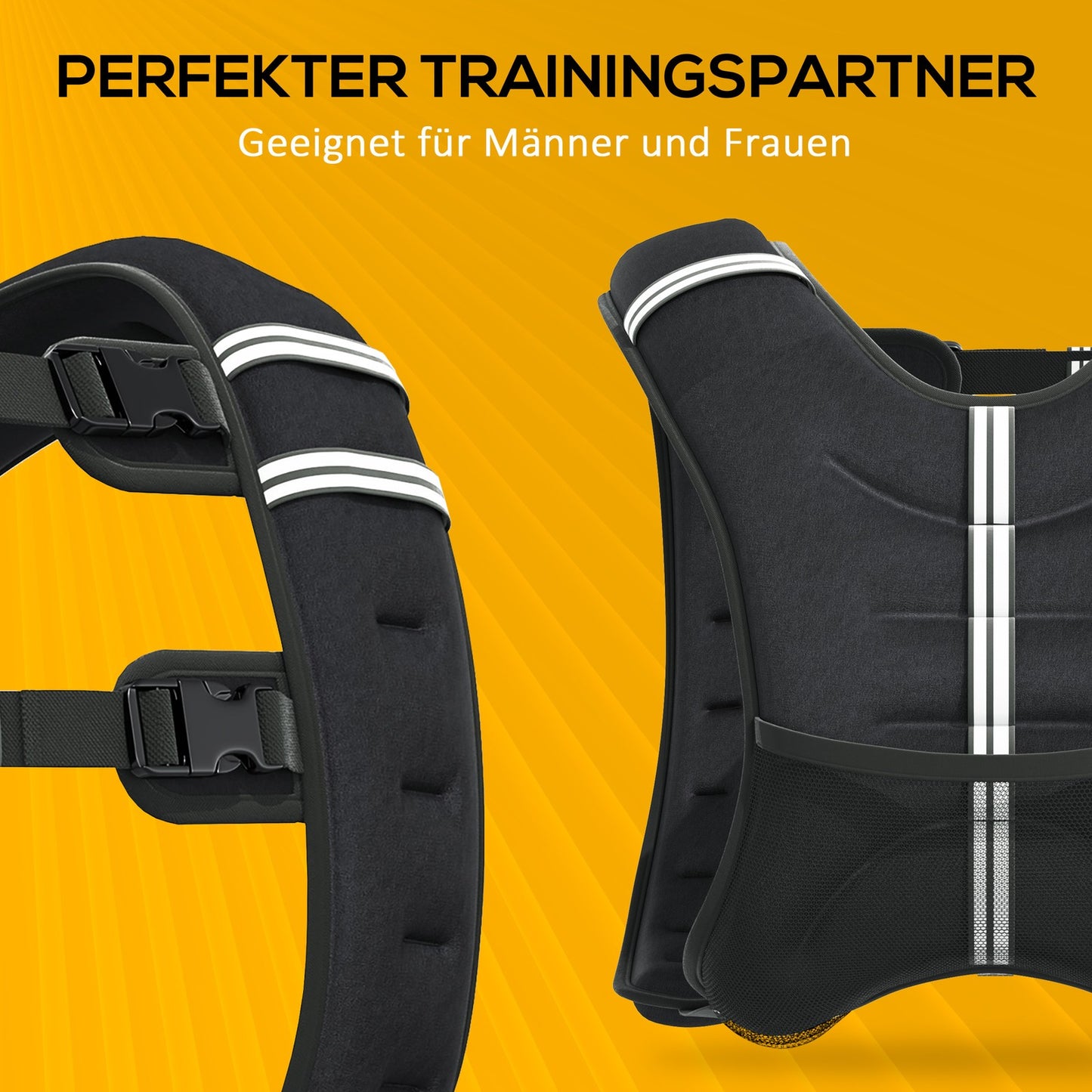 Adjustable 5 kg Weight Vest in Black Oxford Fabric