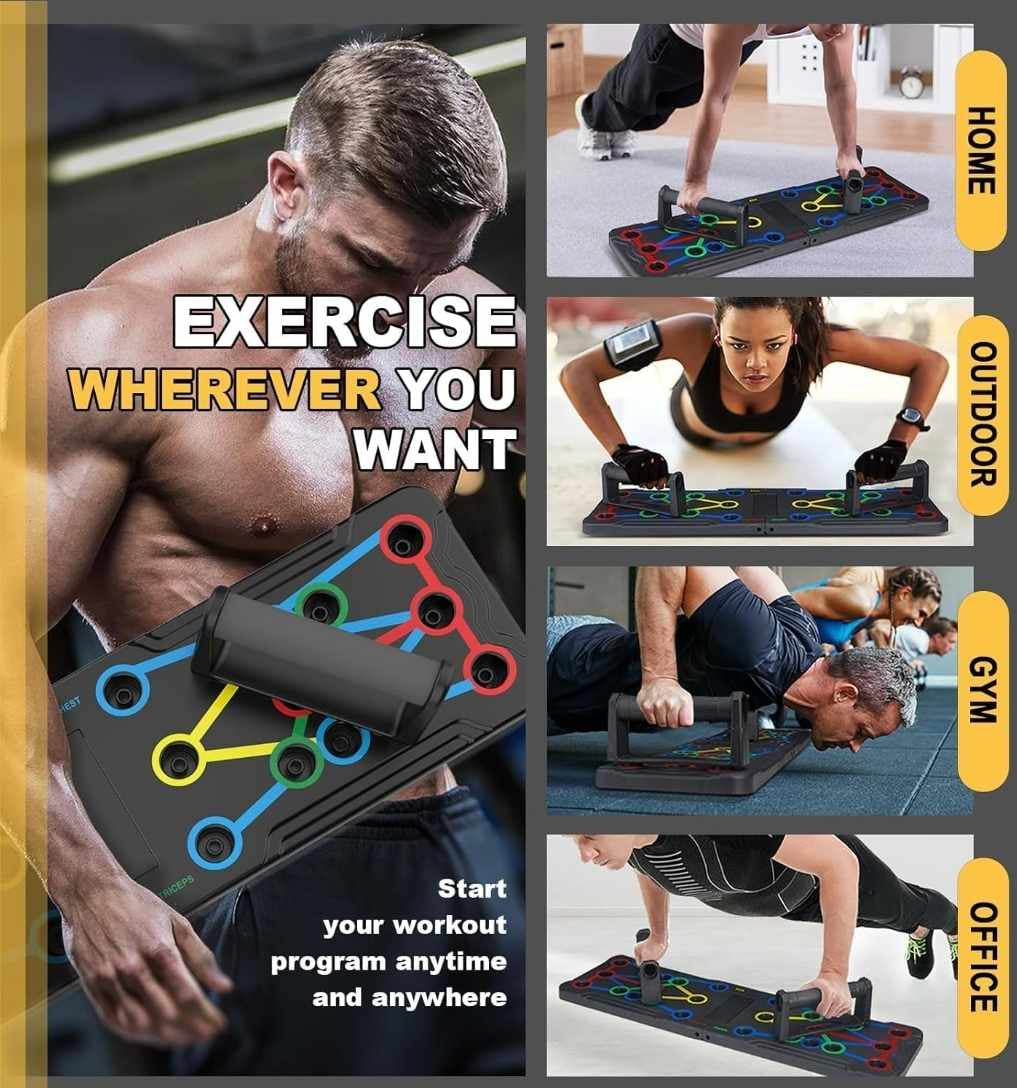 14 in 1 Push-Up Rack Board Push-Up Stand Training Workout Gym Equipment for ABS Abdominal Muscle Building.