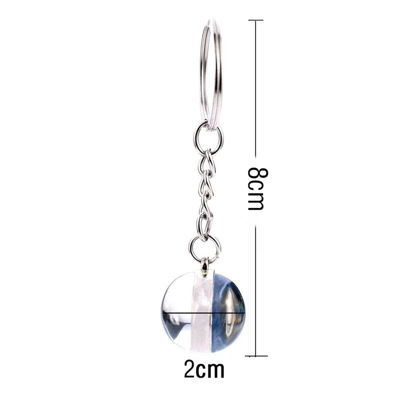 Glass Ball Keychains for Tennis, Football, Baseball, Volleyball, Soccer, and Basketball - Fashion Jewelry Keyrings