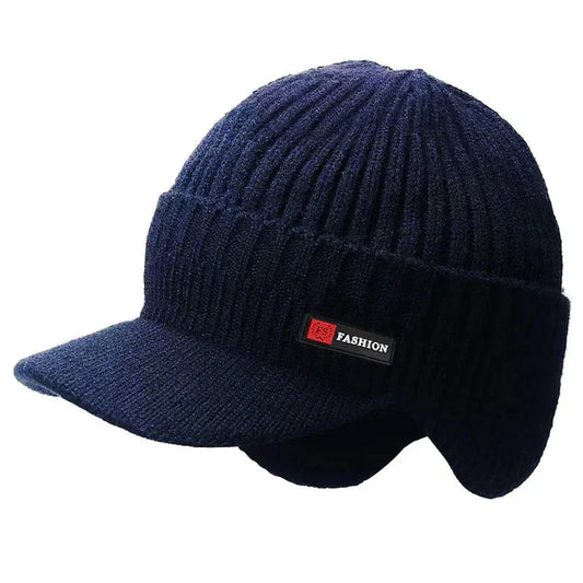 New Winter Men'S Hat – Outdoor Ear Protection Warm Knitted Cap with Windproof Visor, Thick Bicycle Scarf Cap for Men.