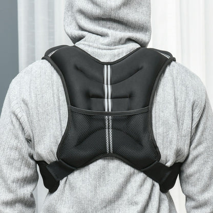 Adjustable 5 kg Weight Vest in Black Oxford Fabric