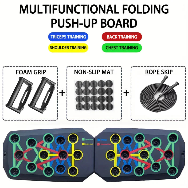 Push-Up Board Set Portable Multifunctional Push-Up Bar Foldable Fitness Equipment for Chest Abdomen Arms/Back Training.