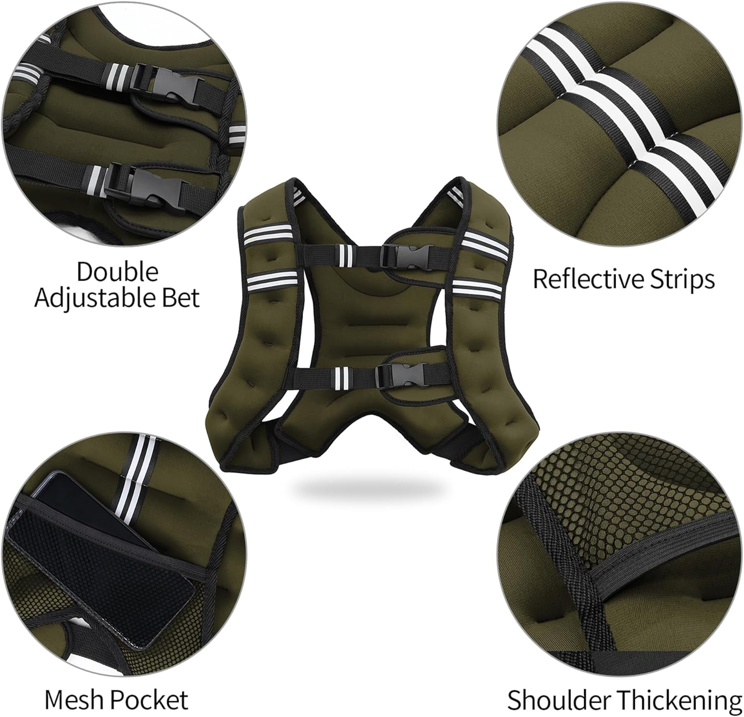 Weighted Vest for Strength Training and Fitness - Available in 11lbs and 18lbs for Men and Women, Ideal for Running, Muscle Building, and Weight Loss.