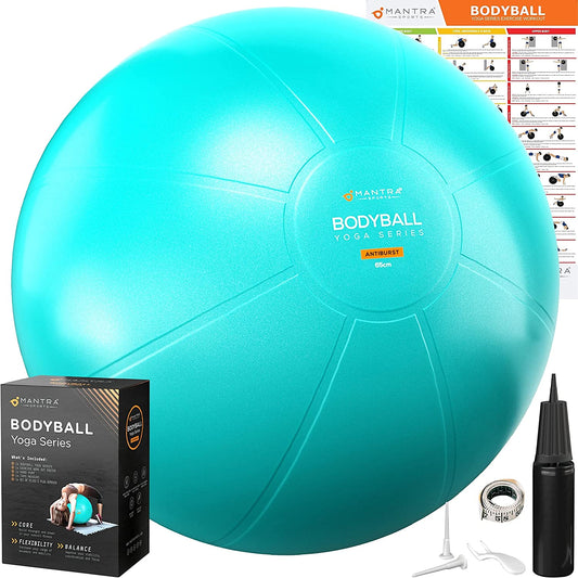 Exercise Ball Yoga Ball Chair for Fitness, Stability, Pilates, Pregnancy, Birthing, Therapy or Workout - 55Cm / 65Cm / 75Cm Extra Thick, Anti-Burst & Non-Slip, Gym Quality Balance Ball - Pump & Guide.