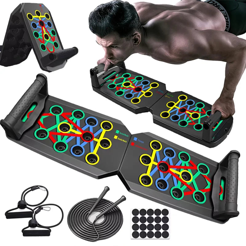 Push-Up Board Set Portable Multifunctional Push-Up Bar Foldable Fitness Equipment for Chest Abdomen Arms/Back Training.
