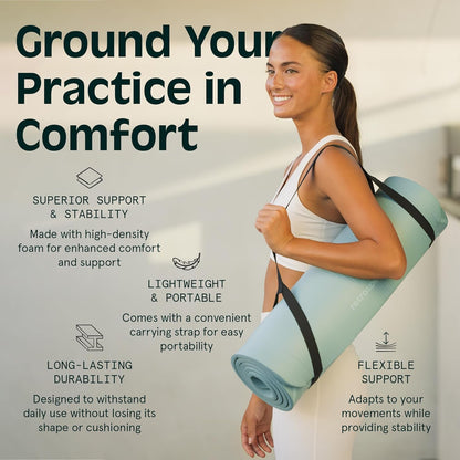 Solana 1/2" Thick Non-Slip Yoga Mat with Nylon Strap for Men and Women - Ideal for Yoga, Pilates, Stretching, and Fitness Workouts.
