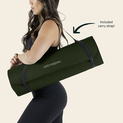 Solana 1/2" Thick Non-Slip Yoga Mat with Nylon Strap for Men and Women - Ideal for Yoga, Pilates, Stretching, and Fitness Workouts.