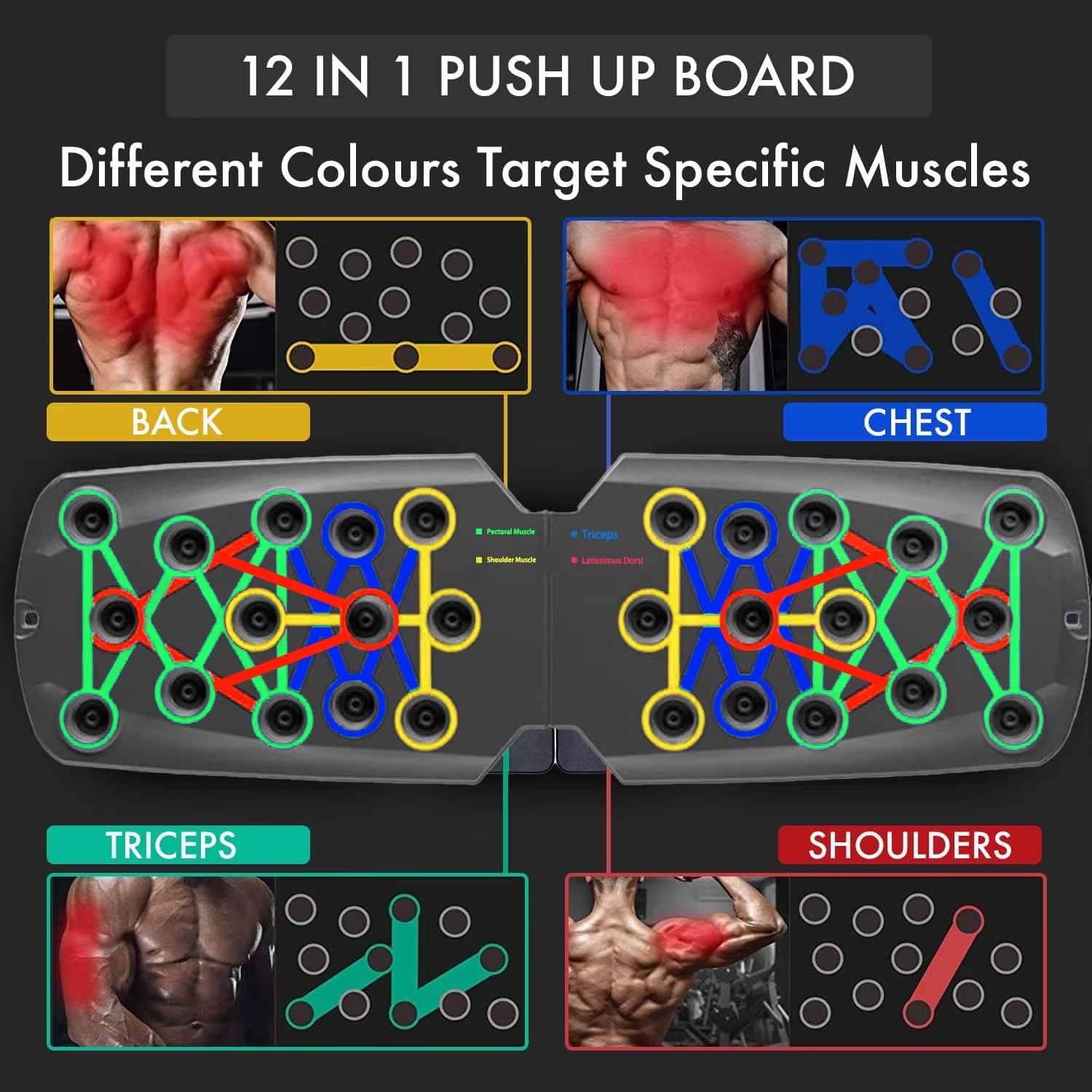 Push-Up Board Set Portable Multifunctional Push-Up Bar Foldable Fitness Equipment for Chest Abdomen Arms/Back Training.