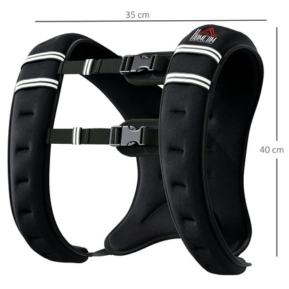 Adjustable 5 kg Weight Vest in Black Oxford Fabric